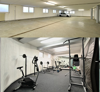 Garage e sala fitness